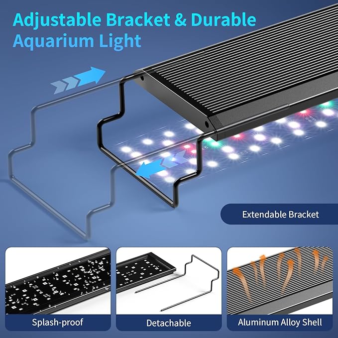hygger Aquarium Light, 20W Full Spectrum Fish Tank LED Light, 24/7 Remote Control Adjustable Timer, Brightness and Color, Extendable Bracket, Power-Off Memory Plant Growth Lamp, Fits 12-18 Inch Tank