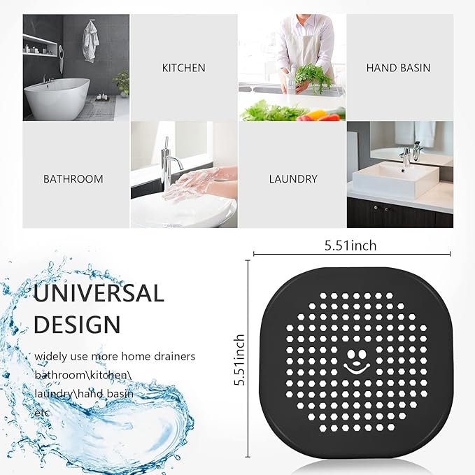 2 Pack Drain Hair Catcher Silicone Drain Protector Bathroom Accessories Hair