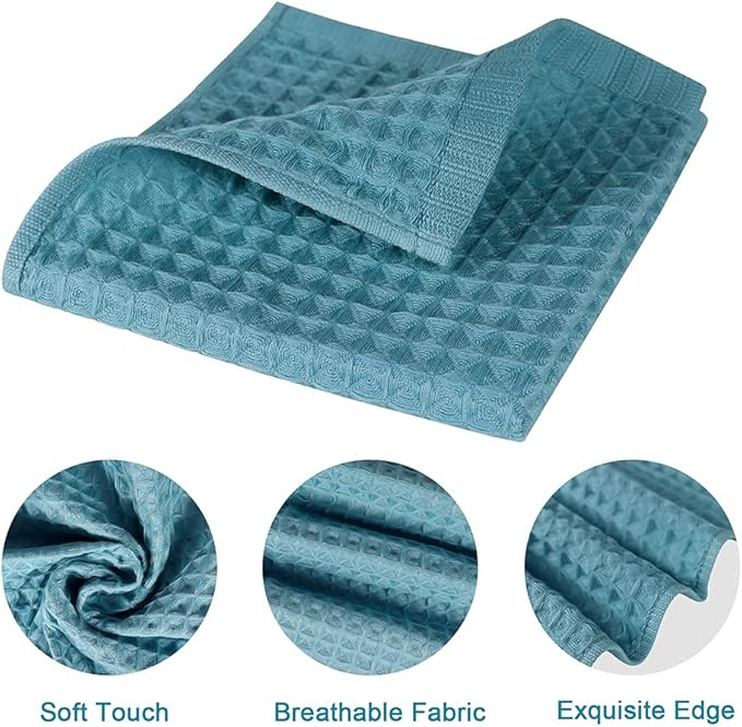 12 Pcs 13" x 13" Waffle Weave Kitchen Dish Cloths Set, 100% Cotton Super