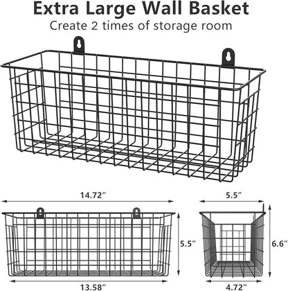 MaraFansie Wire Basket 2-Pack Hanging Wall Organizer Cabinet Storage Basket