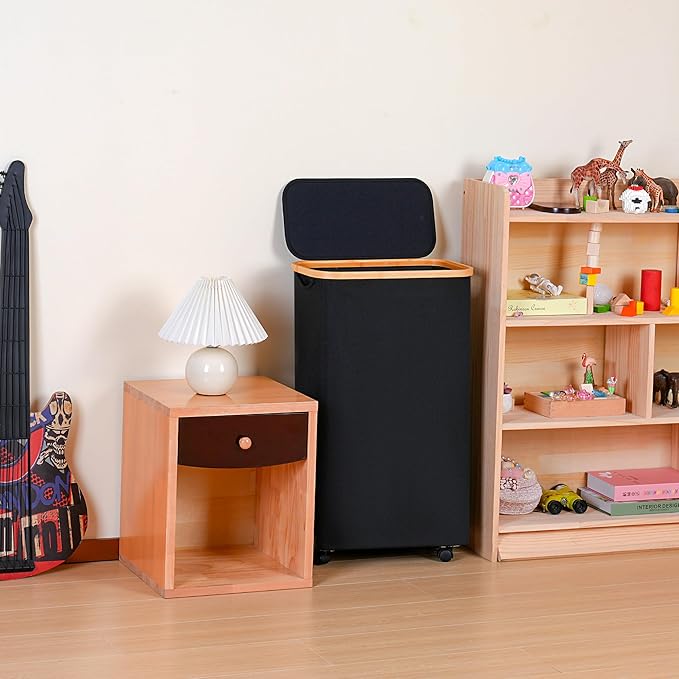 Slim Laundry Basket with Wheels, Narrow Hampers