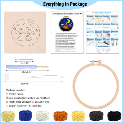 LACHLAND Punch Needle Kit Beginners, Landscape Stitching Kit for Adults&Teens DIY Embroidery Starter Craft with Yarn Needle Tool Easy Hobby Home Decor Gifts for Craft Lover (Camping)