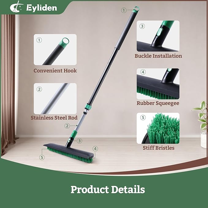 Eyliden X-Large Floor Scrub Brush, 2 in 1 Scrape Brushes