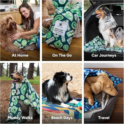 Dock & Bay Pet Towel - Super Absorbent & Quick Drying Dog Towels with Bag - 100% Recycled - Dog & Bay Club, Medium (90x50cm, 35x19)