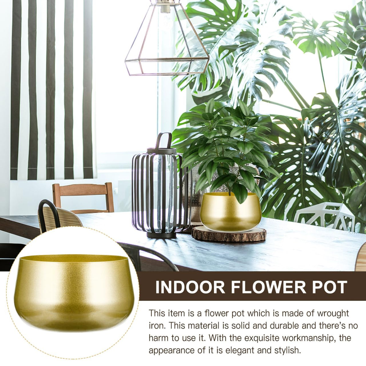 Toddmomy Flowerpot Metal Plant Pot Gold Plant Pots Indoor Flower Pot Gold Planter Metal Pot Planter Modern Decorative Flower Pots Gold Flower Vase Home Decor Handmade Pot Wrought Iron Brass