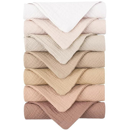 Konssy 7-Pack Soft Cotton Face Wash Cloths, Reusable Absorbent Washcloths
