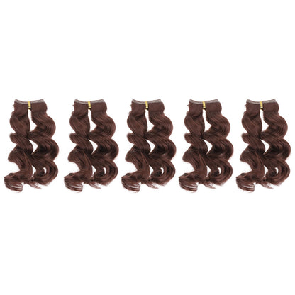 Patikil 15CM Doll Wigs, 5 Pcs High Temperature Silk Curly Wig Hair Extension Accessories for Doll Hair Making Kit DIY Handmade, Red-Brown