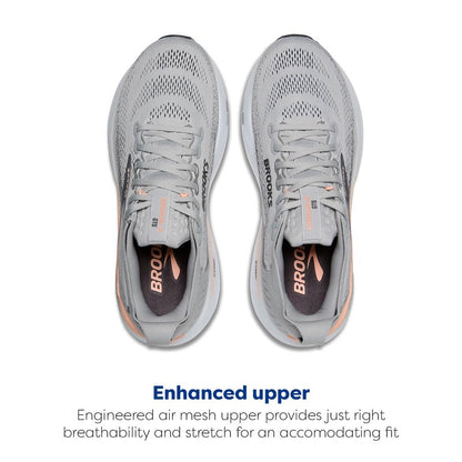 Brooks Women’s Adrenaline GTS 25 Supportive Running & Walking Shoe - Grey/Blackened Pearl/Coral - 9.5 Narrow