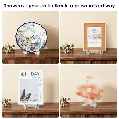 milldou Acrylic Easel Display，Plate Stand for Display，Adjustable Clear Display Holder for 7" to 12" Platter, Book, Card, Frame, Picture, Artwork, Plaque ( Large-1pc 7"-12")