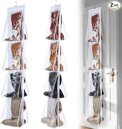 Windyun Sets 16 Large Clear Pockets Fabric Dual Sided Hanging Shoe Rack