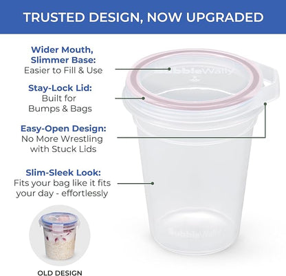 BubbleWally JoyPlus Overnight Oats Containers with Lids Plastic (Beige) - Meal Prep Containers Reusable for Food Storage – 16oz Jars for Breakfast, Snacks, and Lunch