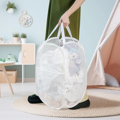2 Pack Laundry Basket, Foldable Mesh Pop-up Laundry Hamper