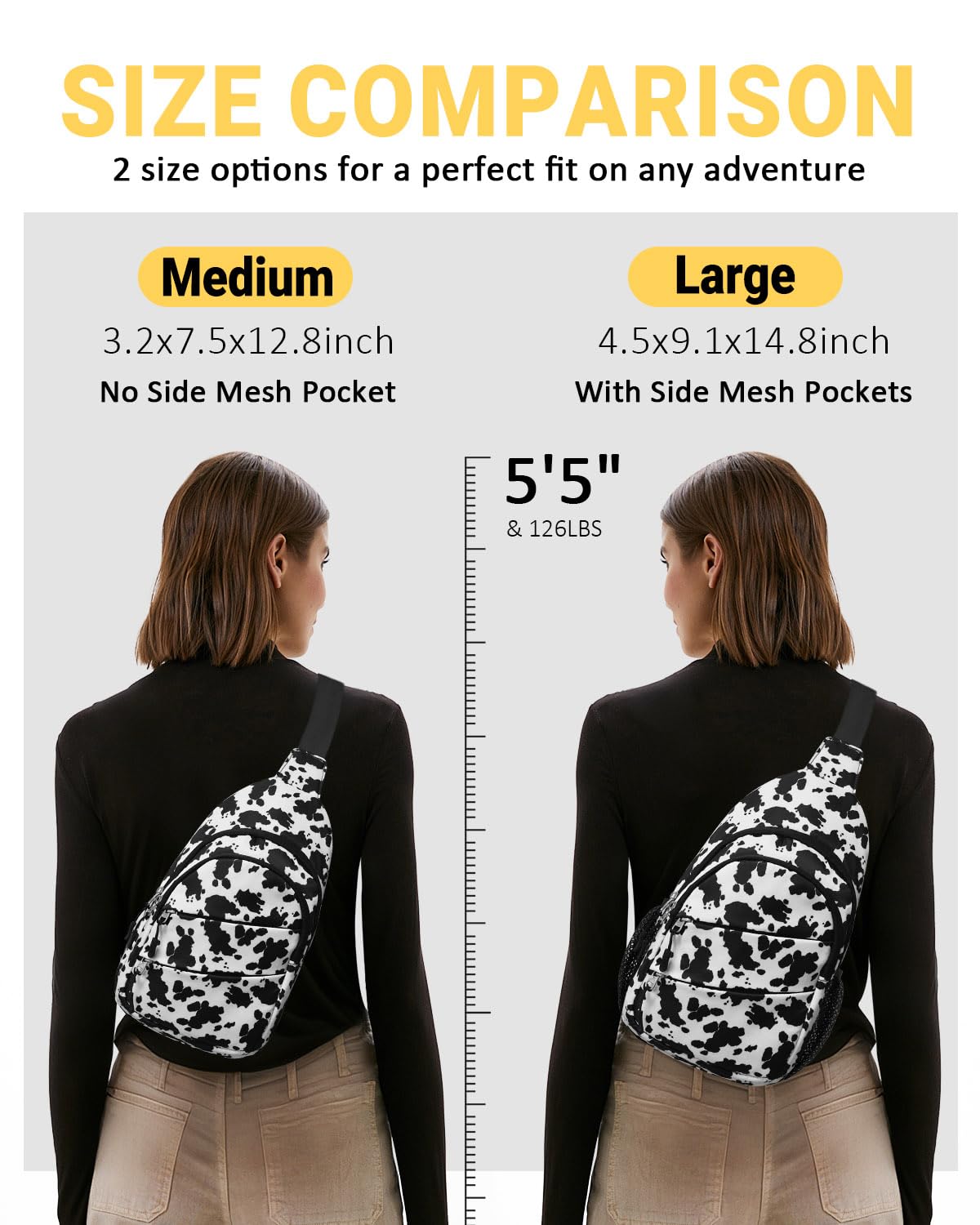 Tuwubi Crossbody Bags for Women, Sling Bag for Men, Small Hiking Backpack Anti Theft Lightweight for Outdoors Travel (M, Black)