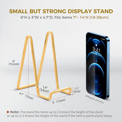 Plate Holder Easel Display Stand - 6 inch Metal Plate Stands for Display - Tabletop Picture Stand - Gold Iron Easels for Display Pictures | Photo Frames | Book | Decorative Plates | Plaque - 3 Pack