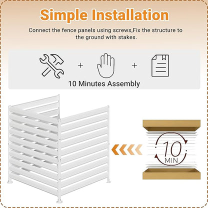 CJF Outdoor Privacy Screens, 42" H x 38" W Metal Air Conditioner Fence Panels, Pool Equipment Enclosure, Trash Can Screens Fence Kit for Outside Backyard Patio(Withe/1-Panel)