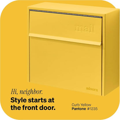Adoorn Lockable Wall Mount Mailboxes for Outside - Small Anti-Theft Locking Mailbox for Letters - Weatherproof Construction - Durable Steel - 13.5" H x 15" L x 5.5" D - Curb Yellow