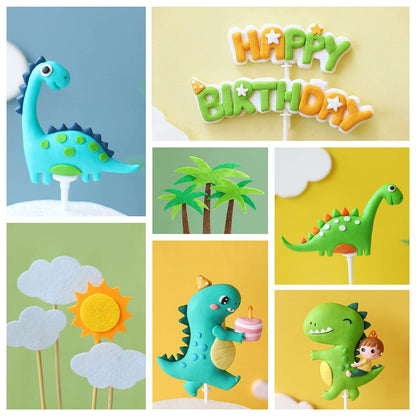 Dinosaur Cake Toppers Cute Dinosaur Happy Birthday Cake Decorations for Boy Girl Baby Shower Birthday Party Dinosaur Scene Theme Cartoon Party Decoration