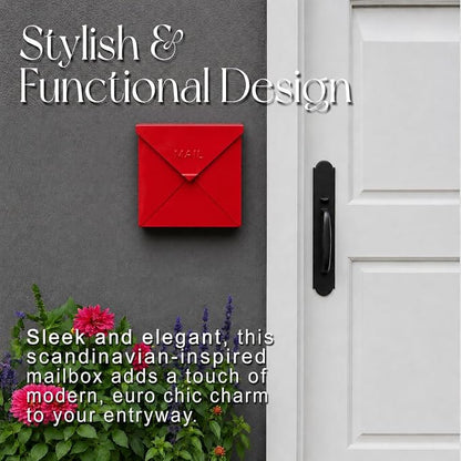 NACH Mailboxes for Outside Wall Mount, 10 x 10 x 4 inch Red Mail Boxes for House Outside, Waterproof Mailboxes for Outside - Chicago Style Mail Box