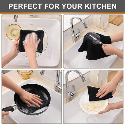 Kitinjoy 100% Cotton Kitchen Dish Cloths, 12 Pack Waffle Weave Ultra Soft
