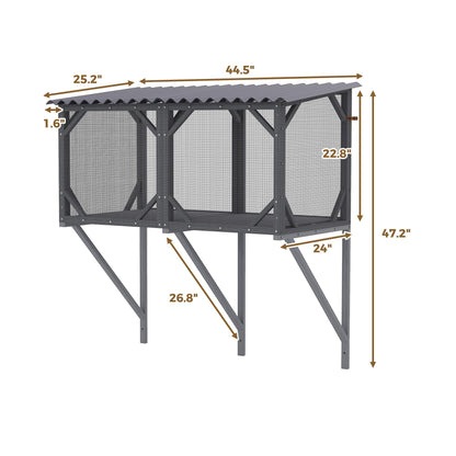 KEIKI Catio Window Perch for Indoor Cats,Large Wooden Outdoor Cat Window Enclosure Box for Cats Sunbathing, Napping, Overlooking,Light Gray