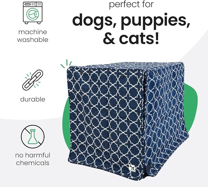 Molly Mutt Romeo & Juliet Dog Crate Cover, 100% Cotton Canvas Cover with 2 Roll-Up Panels, Ideal for Dog or Cat Crate, Durable, Washable, and Free of Harmful Chemicals, 36" x 24" x 27"
