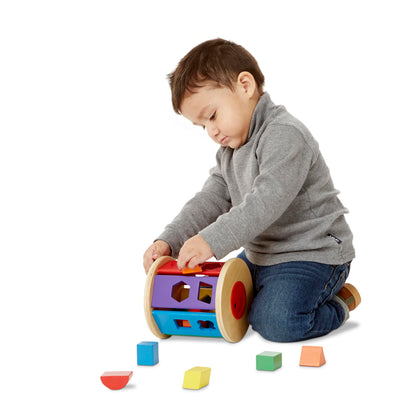 Melissa & Doug Match and Roll Shape Sorter - Classic Wooden Toy