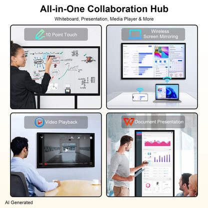 Smart Board 49" Interactive Whiteboard, RK3588 Chip & 6ms Low Latency for Smooth Writing, Android 12 8+64GB, Wireless Cast, Overseas App Ready—Easy Collaboration for Classroom Office Home (Board Only)