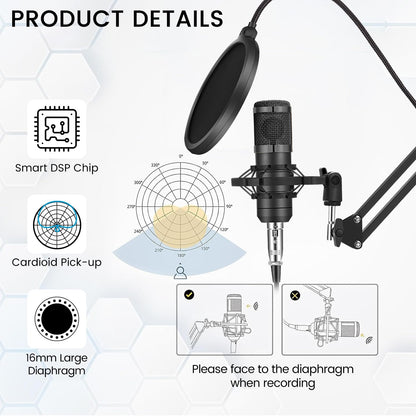Podcast Equipment Bundle, Recording Studio Package with Podcast Microphone and Voice Changer, Live Sound Card - Audio Interface for Laptop Computer Vlog Living Broadcast Live Streaming YouTube TikTok