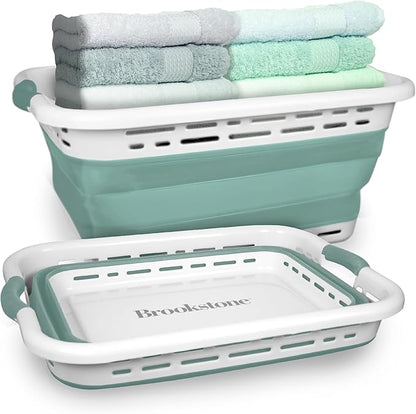 BROOKSTONE 11 GALLON XL 24" Collapsible Laundry Basket & Clothes Hamper