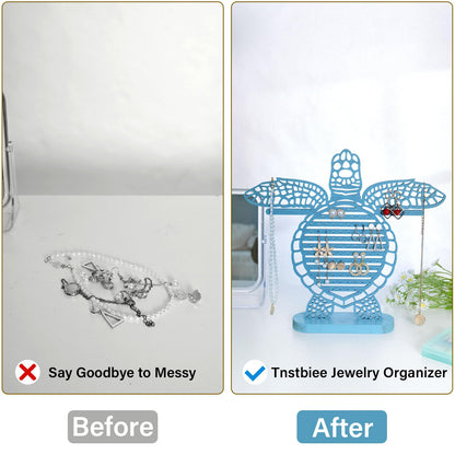 Tnstbiee Turtle Earring Holder Organizer Natural Wood Jewelry Stand for Women and Girls Wall Mount Display for Earrings Necklaces and Accessories 12 * 11 * 0.9in Versatile Design Ideas decoration