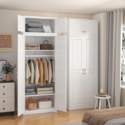 SteeLoong 15" Wall Storage Cabinet,White Bathroom Wall Mounted Cabinet,Metal Armoire Wardrobe Closet Storage Cabinets for Basement,Livingroom Home Office