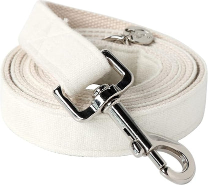 DOGWONG Cotton Hemp Dog Leash, Heavy-Duty White Wedding Durable Soft Natural Fabric Pet Dog Leash for Small Medium Large Dog