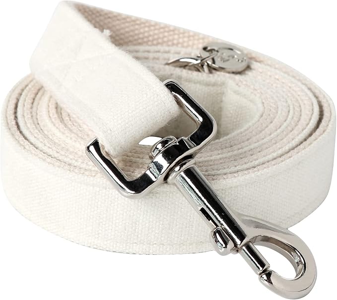 DOGWONG Cotton Hemp Dog Leash, Heavy-Duty White Dog Leash for Small Medium Large Dogs