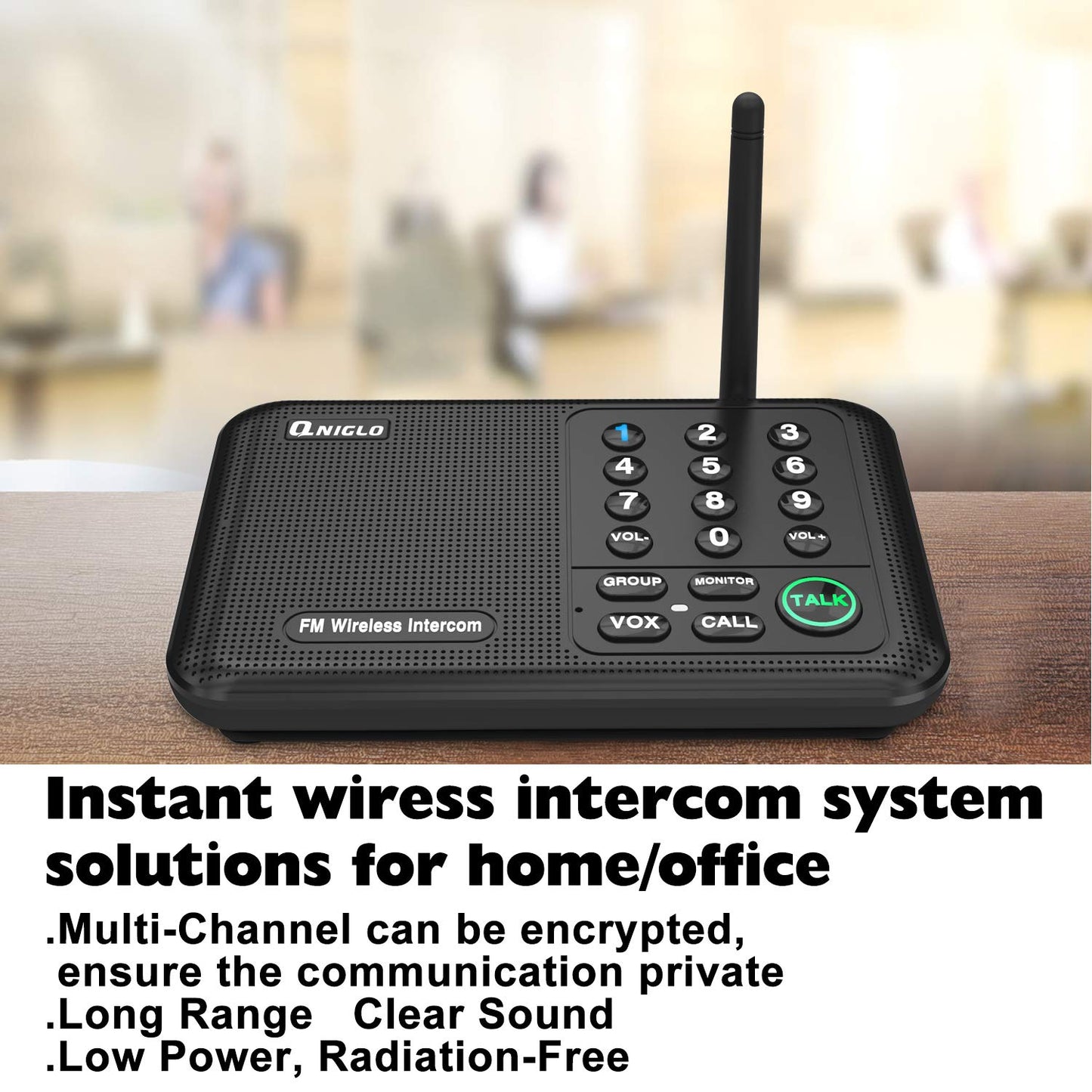 Intercoms Wireless for Home, 5280 Feet Long Range House Intercom System, 10 Channels Intercoms System for Business, Room to Room Intercom System for Elderly, 2 Way Audio Intercom for Office/Classroom