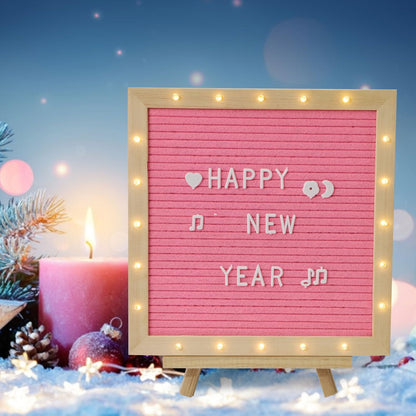 Pink Felt Letter Board with Stand, Built-in LED Lights With Tripod Stand and Wall Mount Hanger for Party Home Decor(10x10),Menu Board, 340 Letters for Custom Sign Messages, Party Planning (Pink)