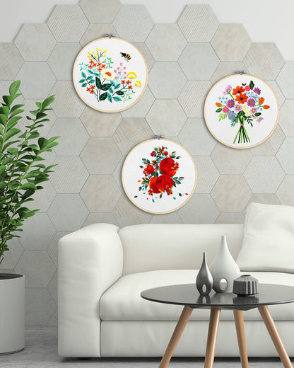 3 Pieces Embroidery Hoops, 10 inch Bamboo Frame Circle Cross Stitch Hoop Ring Embroidery Hoops Set for Embroidery and Cross Stitch
