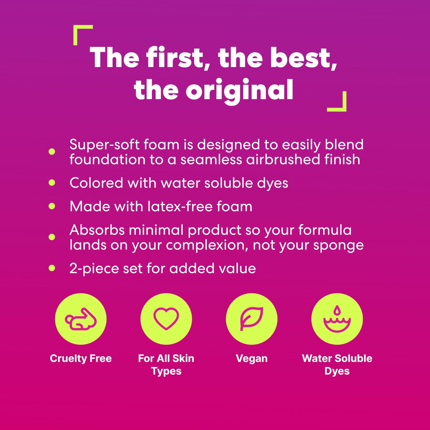 Beautyblender® | Original Pink Beauty Blender Makeup Sponge, Super-Soft Foam Easily Blends Foundations, Powders & Creams, Made in USA, Reusable, Washable, Streak Free Application, Vegan, Cruelty Free