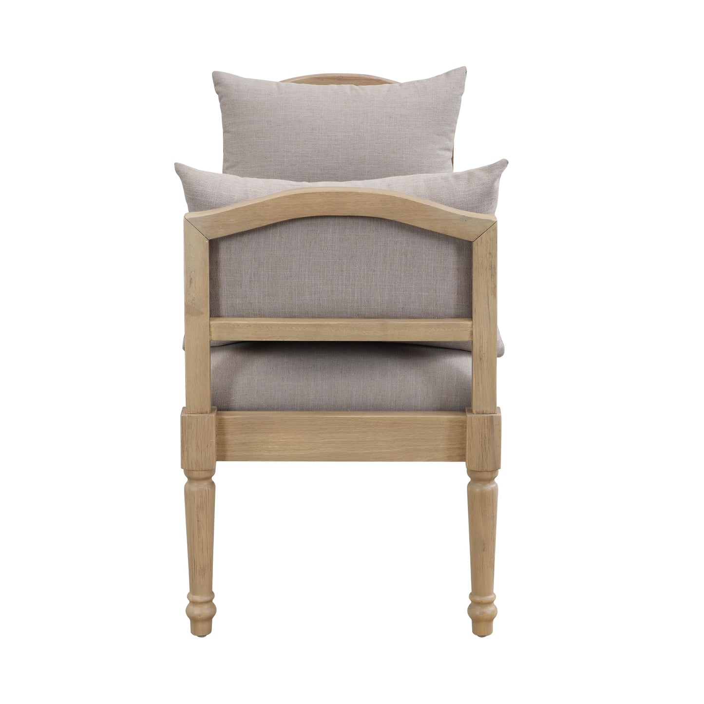 Christopher Knight Home Upholstered Bench with Turned Wood Legs and Side Cushions, Farmhouse Accent Bench, Solid Wood Frame Entryway End of Bed Bench, Greige Cushion and Finish