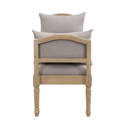 Christopher Knight Home Upholstered Bench with Turned Wood Legs and Side Cushions, Farmhouse Accent Bench, Solid Wood Frame Entryway End of Bed Bench, Greige Cushion and Finish
