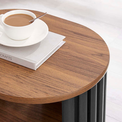 Modway Fortitude Contemporary Side Table with Open Storage, Walnut Black