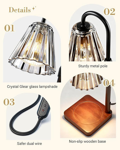 Marycele Black Candle Warmer Lamp with Timer Dimmer Adjustable Height, Birthday Gifts for Women Mom Sister Her, Office Room Home Decor, Vintage Wax Warmer House Warming Gifts