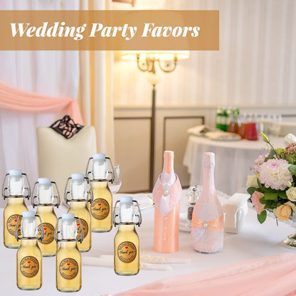 Queekay 30pcs 4.05oz Glass Bottles with Swing Top, Air Tight Kraft Stickers, Ideal for Spices, Drinks, Party Favors