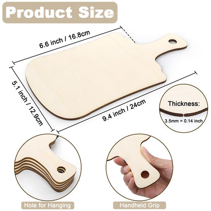 Foraineam 36 PCS Wooden Mini Cutting Board for Crafts, 9.4" x 5.1" Unfinished Wood Chopping Boards with Handle, Wooden Paddle Serving Tray Cheese Bread Board Set for DIY Christmas Home Kitchen Decor