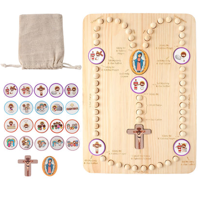 Wooden Rosary Board Catholic Gifts for Kids,Catholic Toys to Learn for Pray The Rosary,Christian Board Games Gifts,Catholic Baptism Christening Gifts for Girls,First Holy Communion Gifts for Boys
