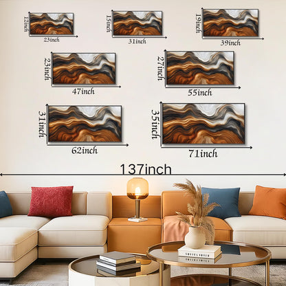 Wood Grain Canvas Wall Art, Tree Ring Canvas Wall Art, Wood Stump Picture Print, Stump Trunk Print Decor, Old Tree Trunk Painting, Modern Nature Decor for Living Room, Bedroom, Kitchen (Gold Framed, 70"x 35"| 180x90cm)