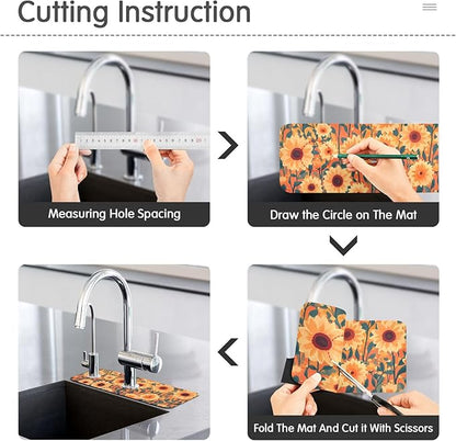 Kitchen Sink Splash Guard 1 PC 30 Inch Sink Faucet Mat Splash Guard