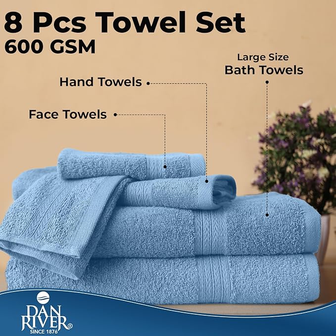 DAN RIVER 8 PC Luxury Bath Towels