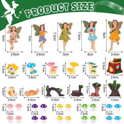 HIYZI 92 PCS Mini Fairy Garden Accessories Kit Cute Tiny Figurines Set DIY Micro Landscape Decor Resin House Bridge Animal Plant Ornament for Terrarium Dollhouse Succulent Craft Potted Horticulture