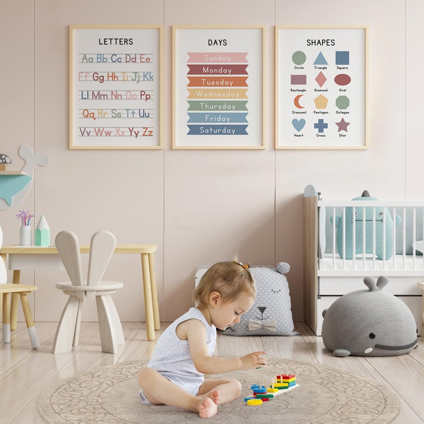 Classroom Posters – 12 Educational Wall Charts with Alphabet, Numbers, Colours, Days, Months, Shapes & More – Learning Resources for Toddlers, Preschool & Kindergarten – Nursery, Homeschool & School Supplies