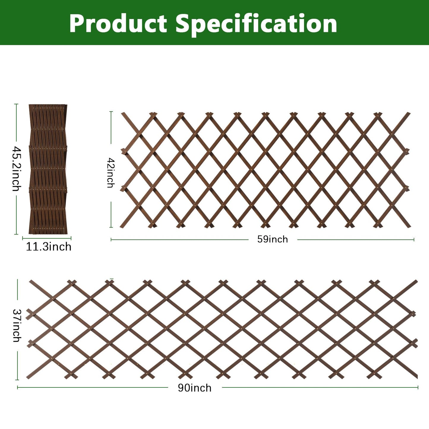 Expandable Garden Trellis, Trellis for Climbing Plants Outdoor, Wooden Lattice Fence Wall Panel Lattice Panels for Outside, for Climbing Plants Vine Ivy Rose Clematis (37" x 90", 1PC)